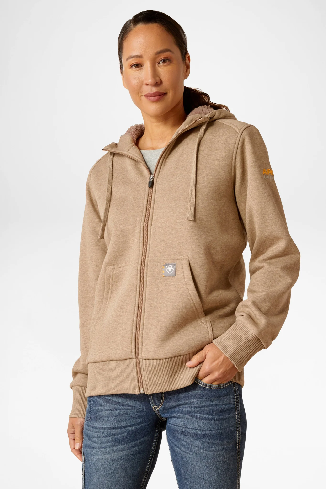 REBAR ALL-WATHER SHERPA FULL ZIP HOODIE Damen Beige