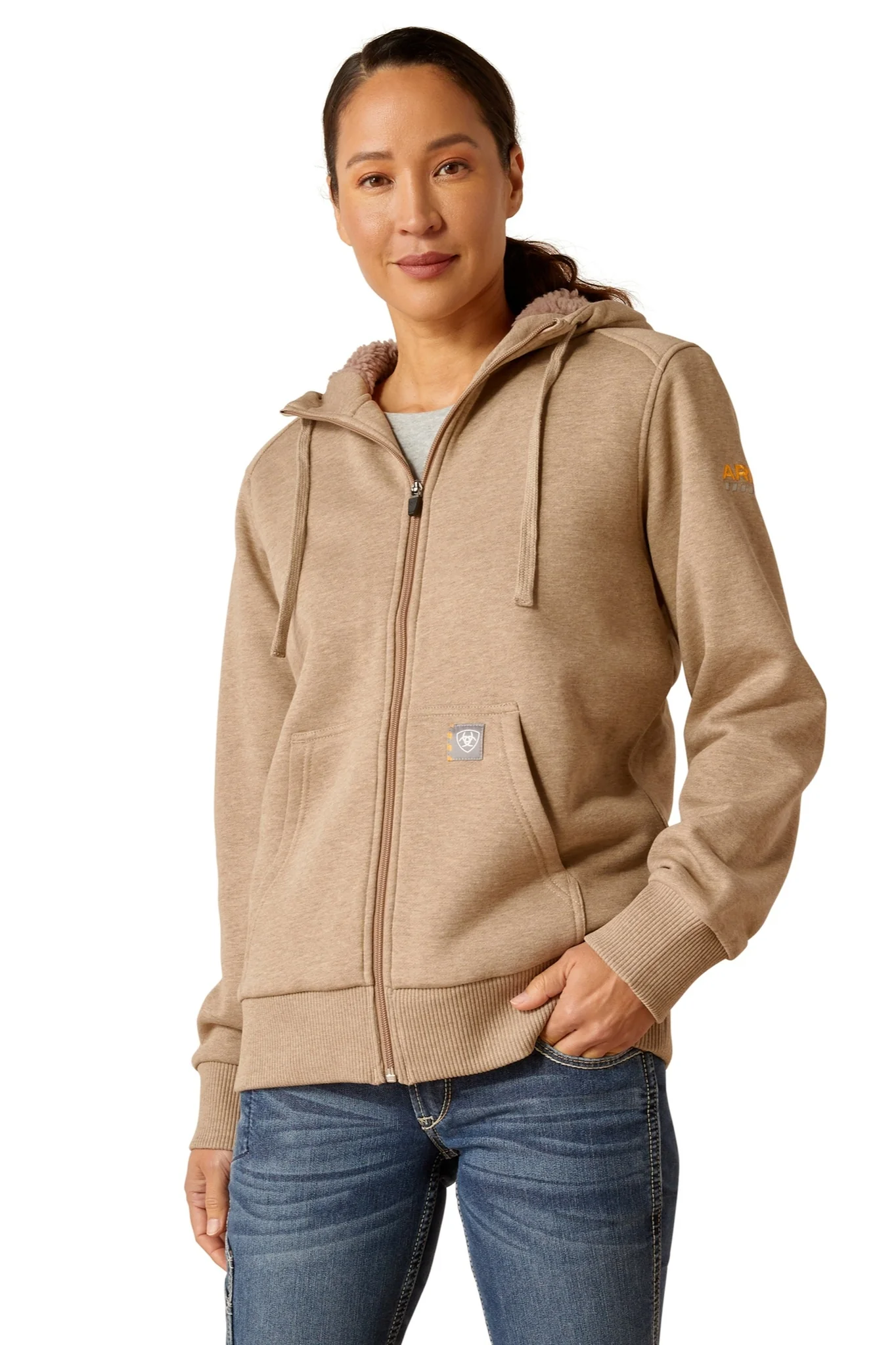 REBAR ALL-WATHER SHERPA FULL ZIP HOODIE Damen Beige - Image 5